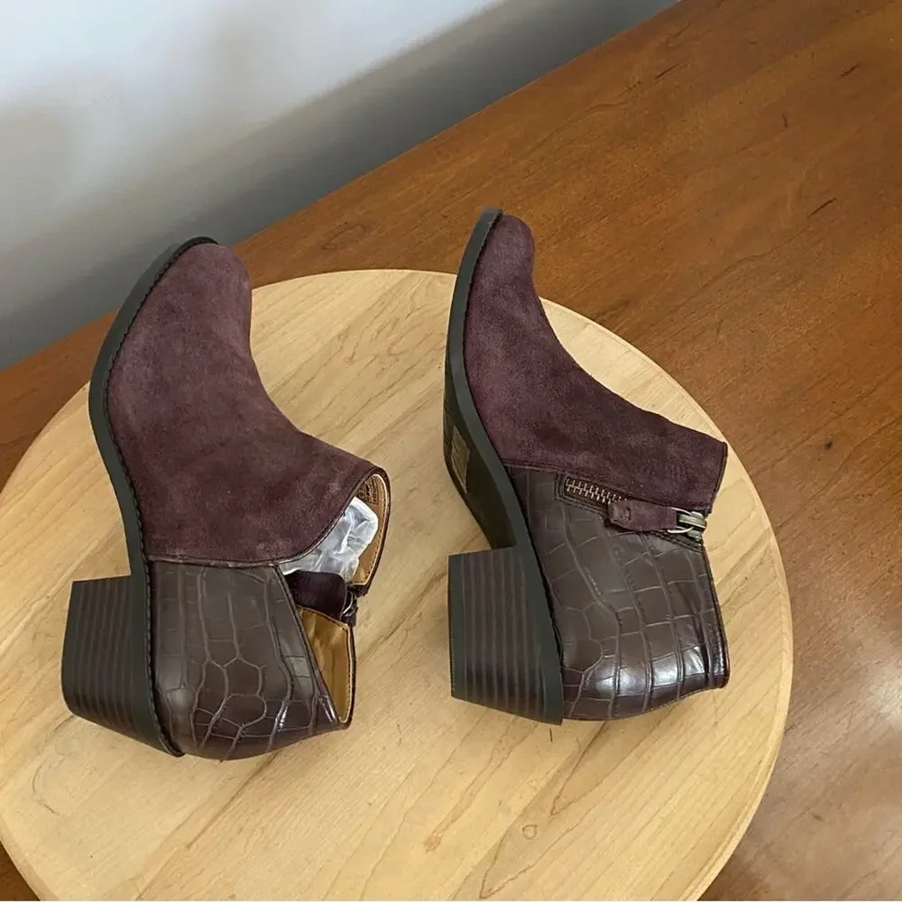 Vionic Marissa Boots Womens Sz 6‎ Purple Leather Suede Zip Up Ankle Booties NWOT